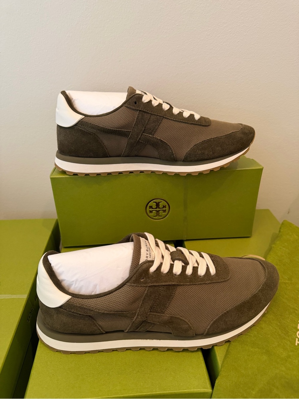 Tory Burch Olive Green & White Women's HANK Sneaker